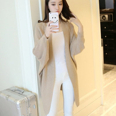 2021 Long Cardigan Women Sweater Autumn Winter Bat Sleeve Knitted Sweater - MERGE.DAY.1.FREESTYLE