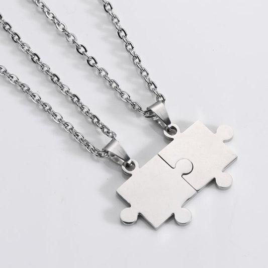1 Pair puzzle Pendant Chain piece necklace for couples - MERGE.DAY.1.FREESTYLE