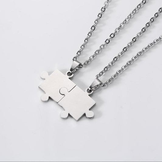 1 Pair puzzle Pendant Chain piece necklace for couples - MERGE.DAY.1.FREESTYLE
