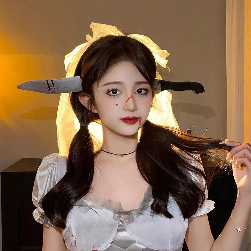 Halloween weird, scary headdress, headband, kitchen knife, wrench, axe, syringe - MERGE.DAY.1.FREESTYLE