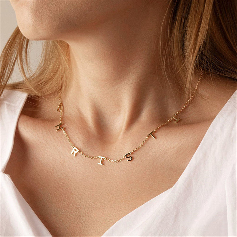 Personalized 26 English letter name necklace clavicle chain - MERGE.DAY.1.FREESTYLE