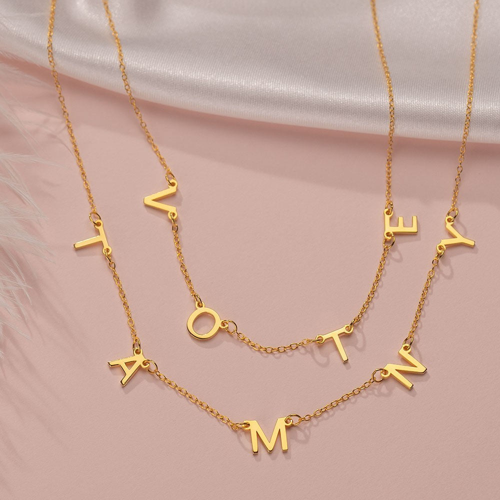 Personalized 26 English letter name necklace clavicle chain - MERGE.DAY.1.FREESTYLE