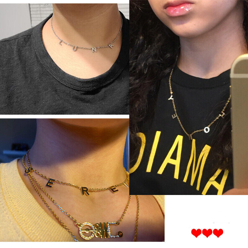 Personalized 26 English letter name necklace clavicle chain - MERGE.DAY.1.FREESTYLE