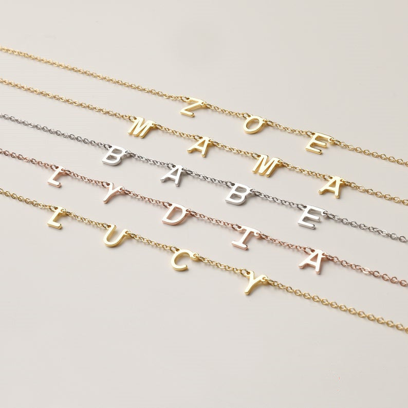 Personalized 26 English letter name necklace clavicle chain - MERGE.DAY.1.FREESTYLE
