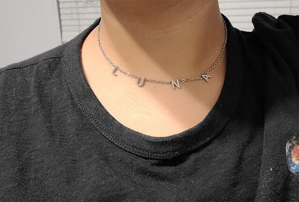 Personalized 26 English letter name necklace clavicle chain - MERGE.DAY.1.FREESTYLE
