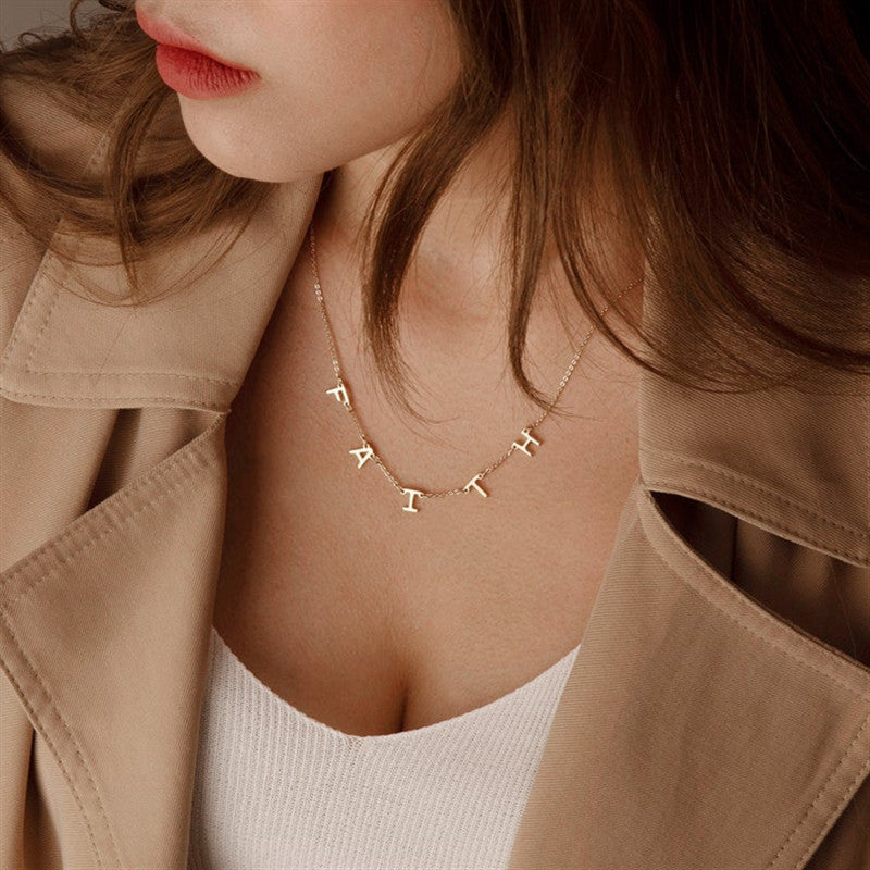 Personalized 26 English letter name necklace clavicle chain - MERGE.DAY.1.FREESTYLE