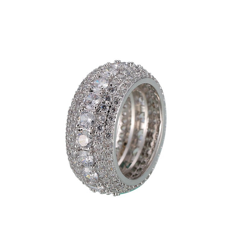 Hip-hop copper micro-inlaid five-row full zircon ring - MERGE.DAY.1.FREESTYLE