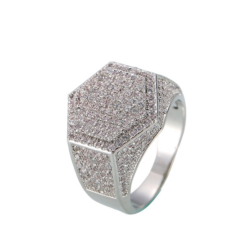 Hip-hop diamond hexagonal ring - MERGE.DAY.1.FREESTYLE