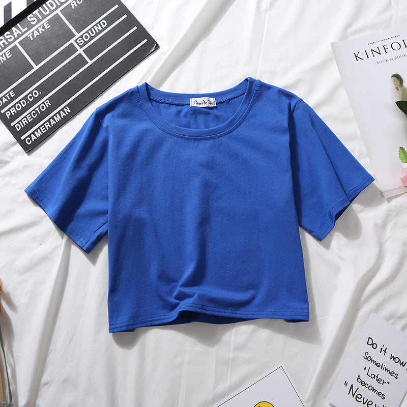 Loose solid color versatile short student T-shirt - MERGE.DAY.1.FREESTYLE