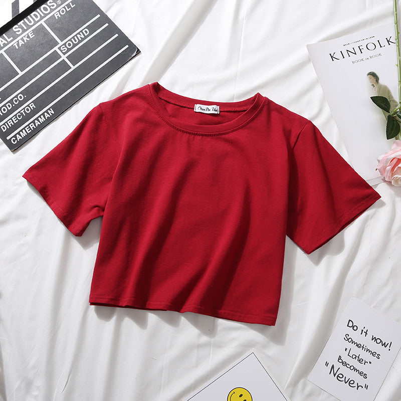 Loose solid color versatile short student T-shirt - MERGE.DAY.1.FREESTYLE
