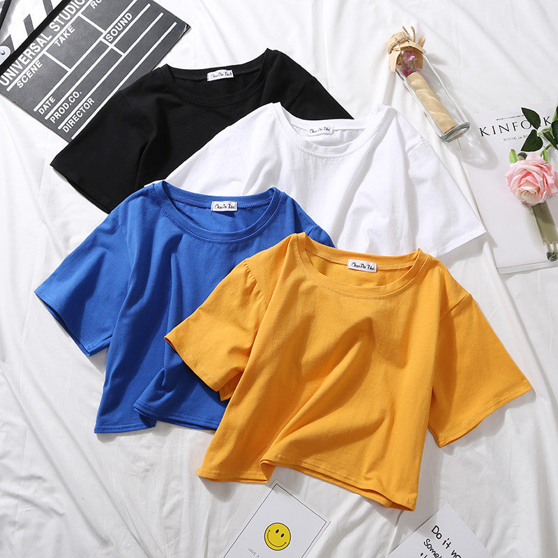 Loose solid color versatile short student T-shirt - MERGE.DAY.1.FREESTYLE