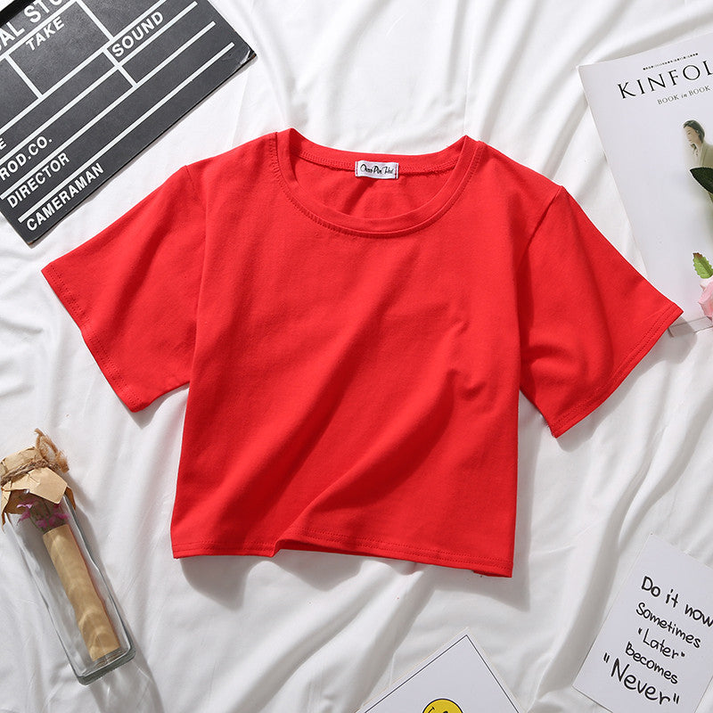 Loose solid color versatile short student T-shirt - MERGE.DAY.1.FREESTYLE