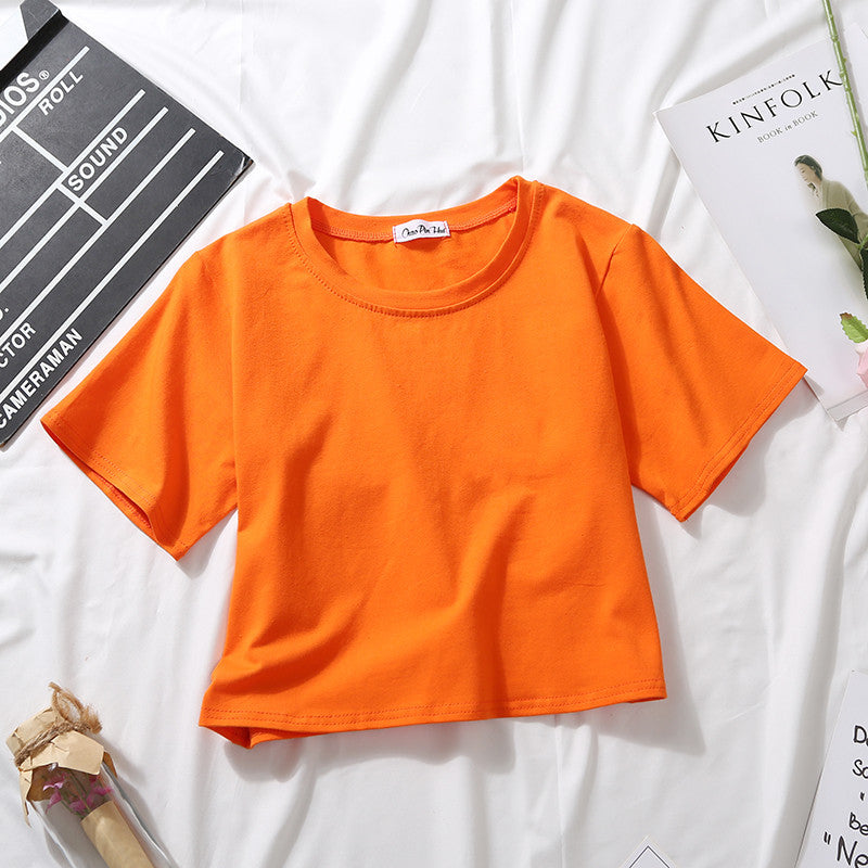 Loose solid color versatile short student T-shirt - MERGE.DAY.1.FREESTYLE