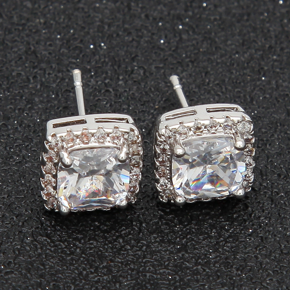 Hip Hop Four-Prong Black Zircon Earrings - MERGE.DAY.1.FREESTYLE