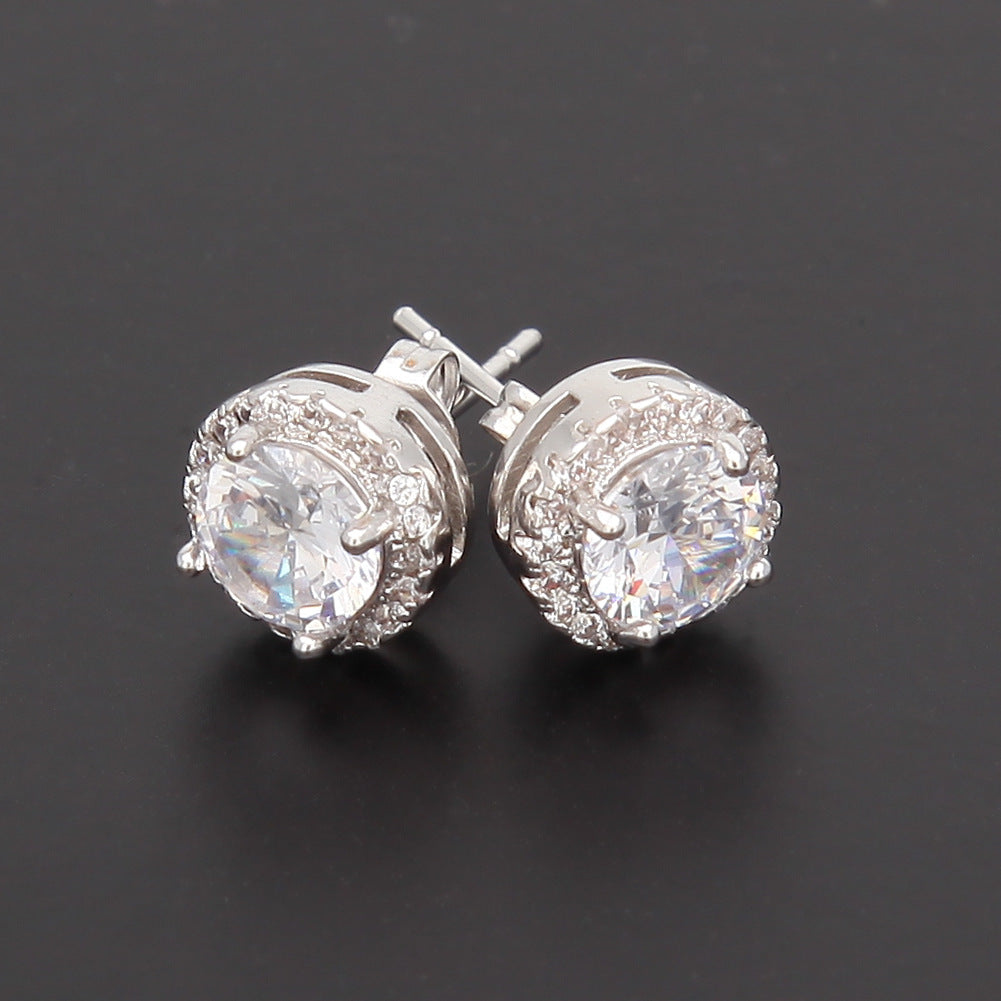 Hip Hop Four-Prong Black Zircon Earrings - MERGE.DAY.1.FREESTYLE