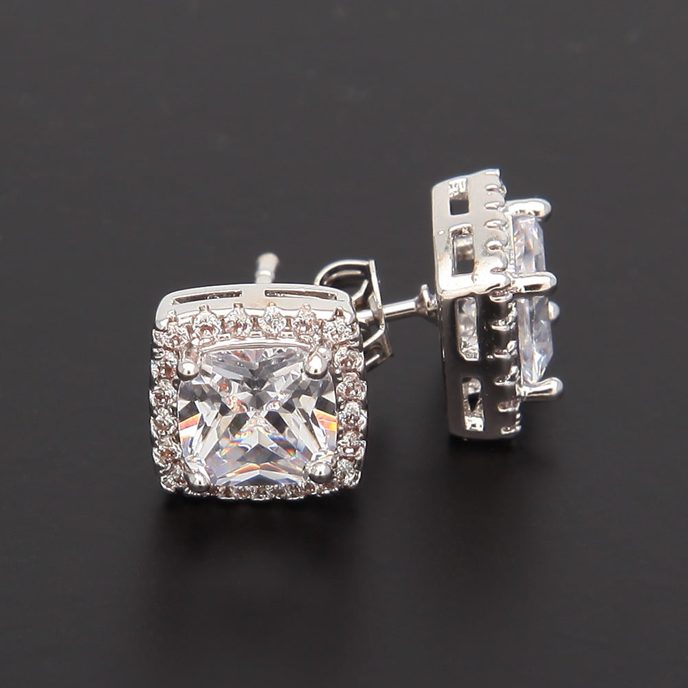 Hip Hop Four-Prong Black Zircon Earrings - MERGE.DAY.1.FREESTYLE