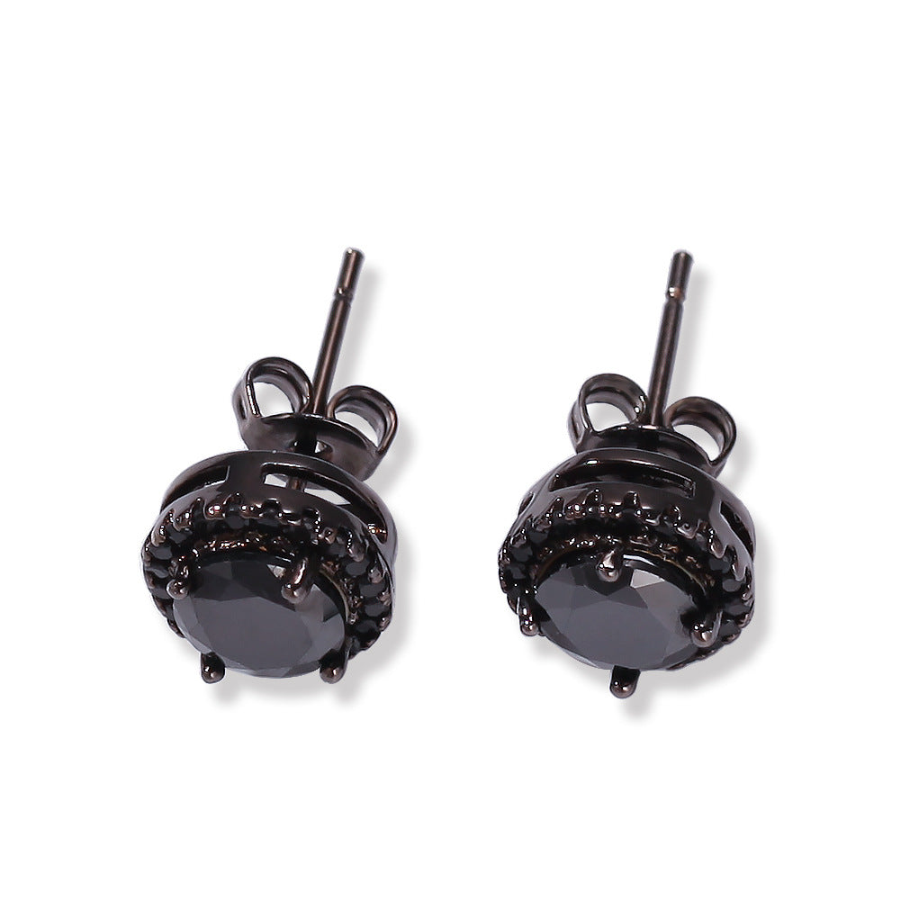 Hip Hop Four-Prong Black Zircon Earrings - MERGE.DAY.1.FREESTYLE