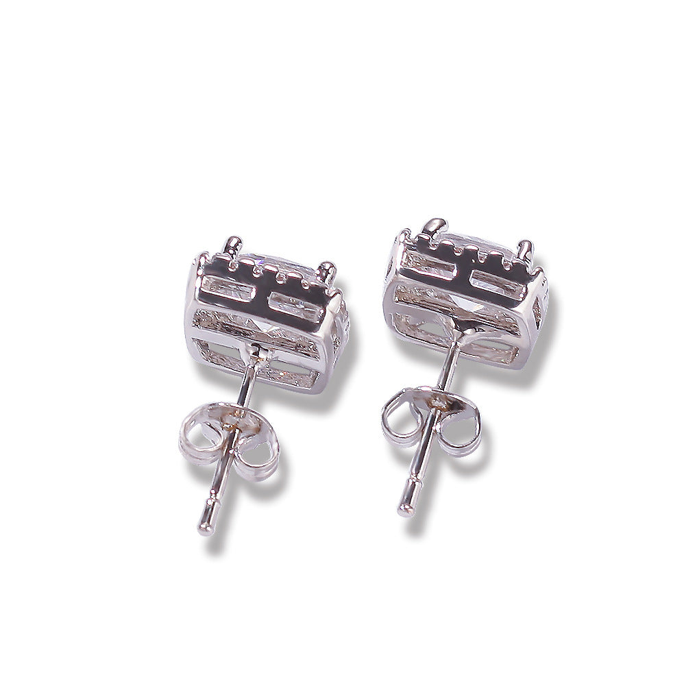 Hip Hop Four-Prong Black Zircon Earrings - MERGE.DAY.1.FREESTYLE