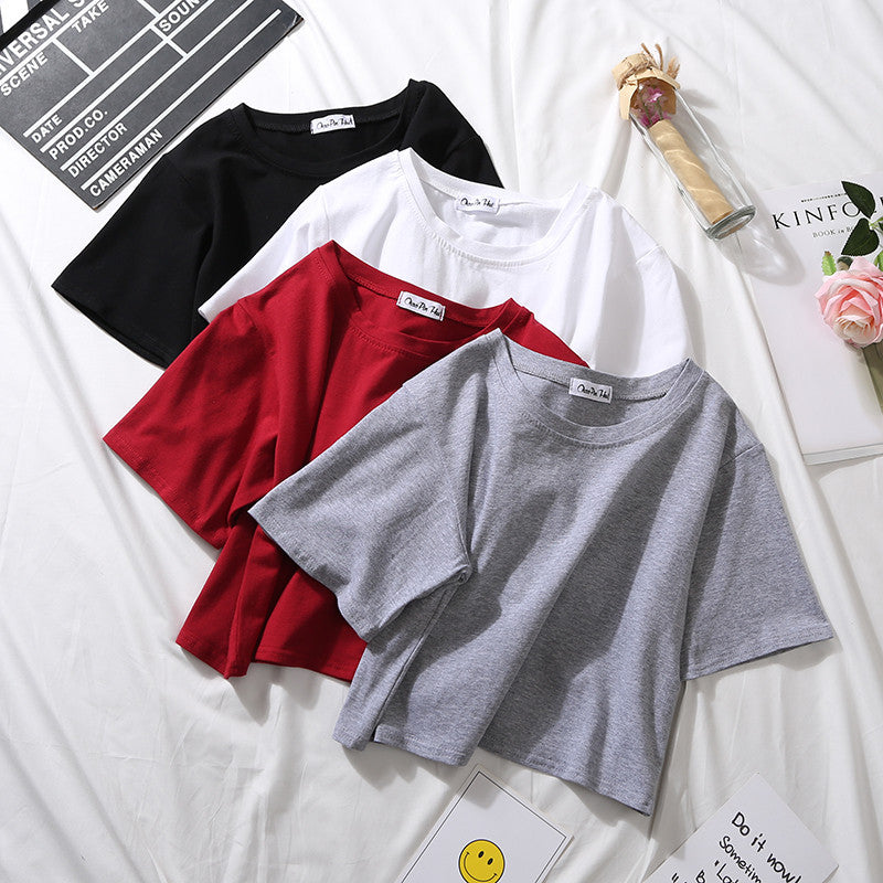 Loose solid color versatile short student T-shirt - MERGE.DAY.1.FREESTYLE