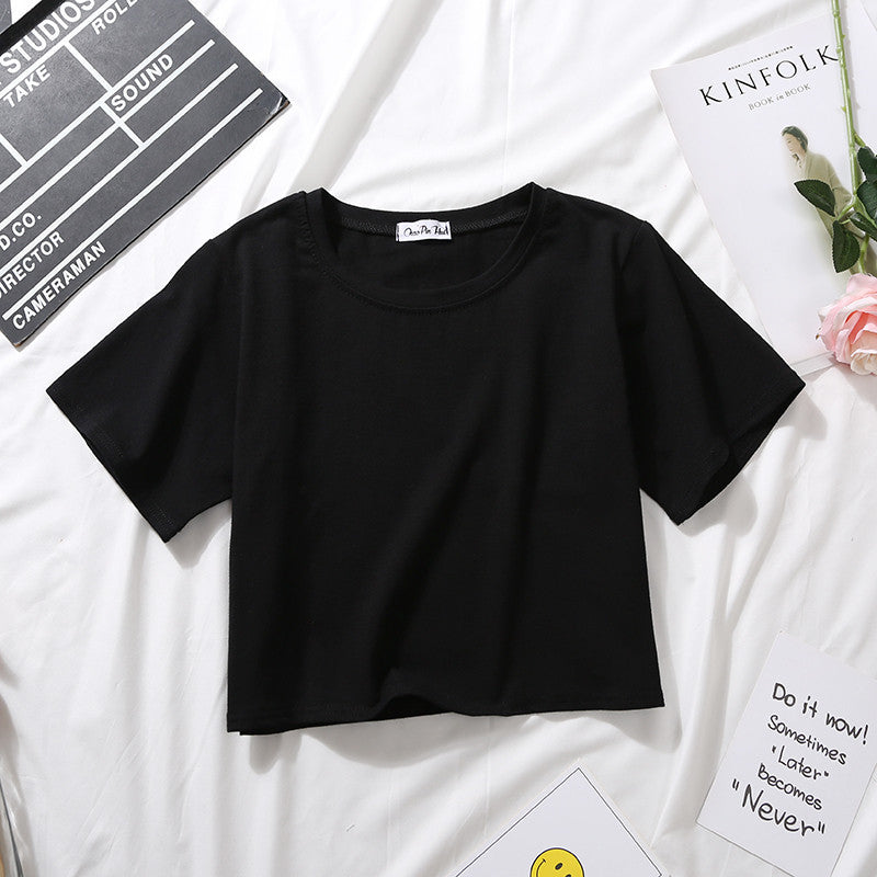 Loose solid color versatile short student T-shirt - MERGE.DAY.1.FREESTYLE