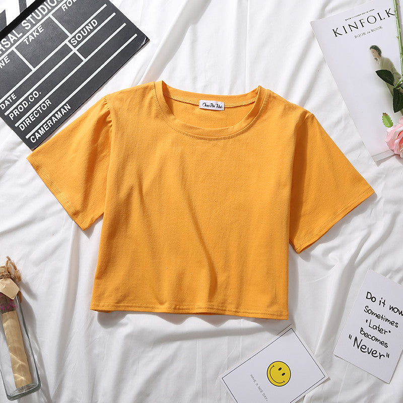 Loose solid color versatile short student T-shirt - MERGE.DAY.1.FREESTYLE