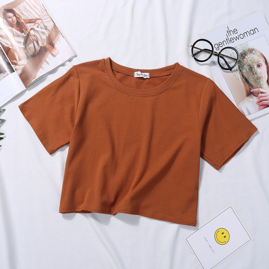 Loose solid color versatile short student T-shirt - MERGE.DAY.1.FREESTYLE
