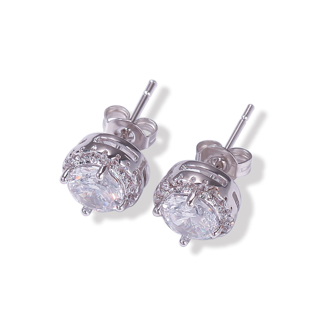 Hip Hop Four-Prong Black Zircon Earrings - MERGE.DAY.1.FREESTYLE