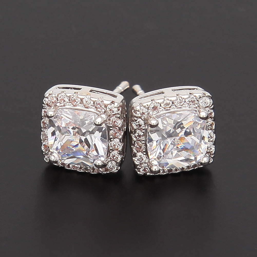Hip Hop Four-Prong Black Zircon Earrings - MERGE.DAY.1.FREESTYLE