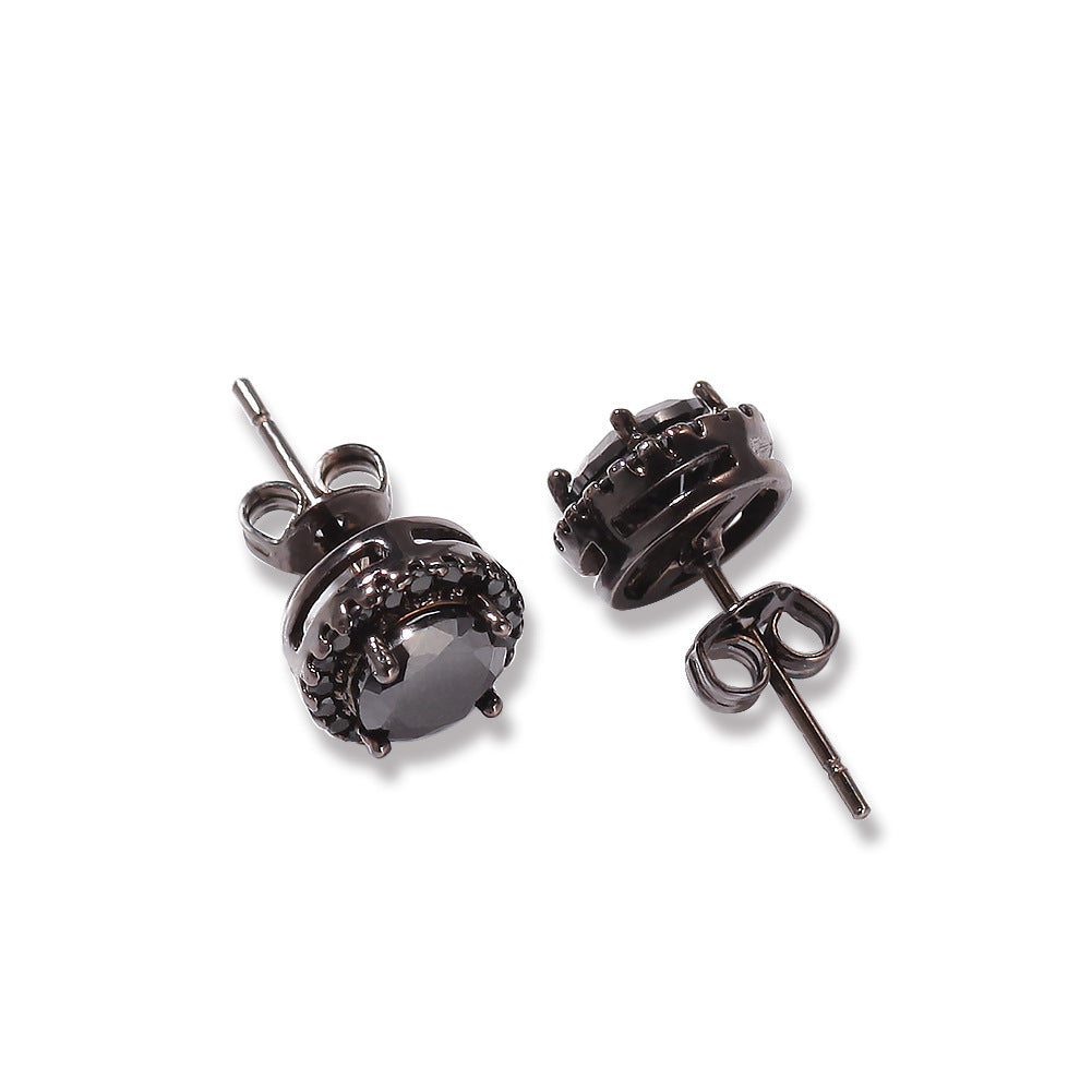 Hip Hop Four-Prong Black Zircon Earrings - MERGE.DAY.1.FREESTYLE