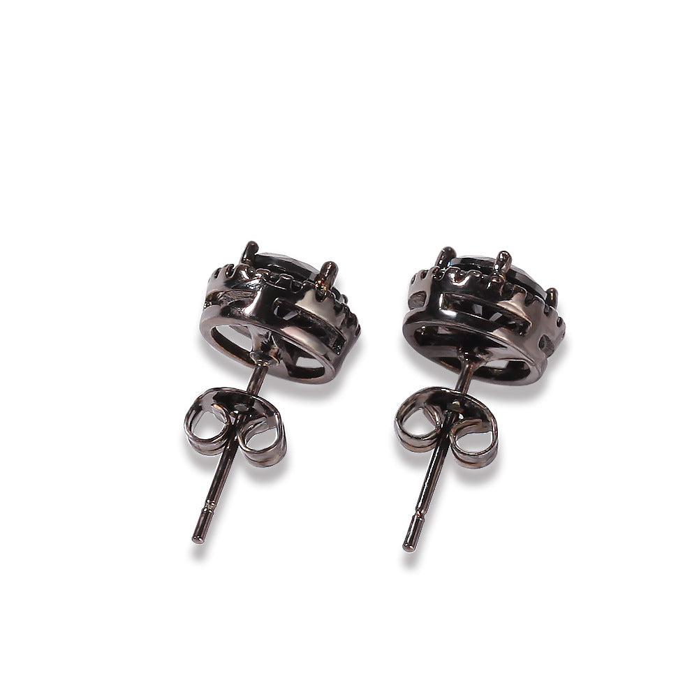 Hip Hop Four-Prong Black Zircon Earrings - MERGE.DAY.1.FREESTYLE