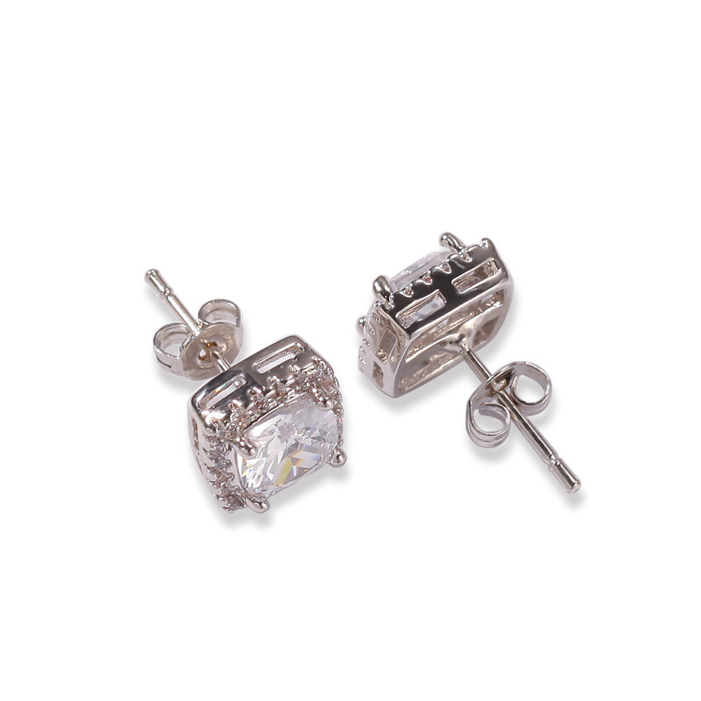 Hip Hop Four-Prong Black Zircon Earrings - MERGE.DAY.1.FREESTYLE