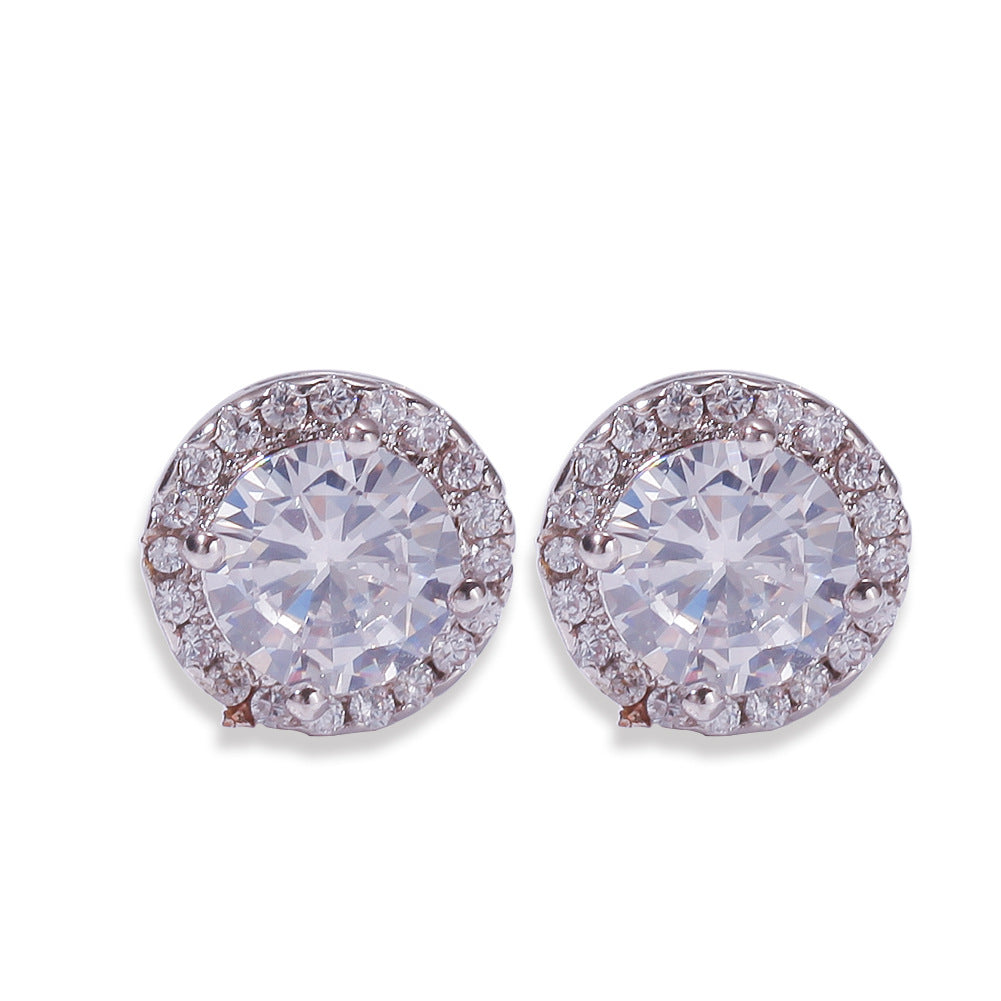 Hip Hop Four-Prong Black Zircon Earrings - MERGE.DAY.1.FREESTYLE