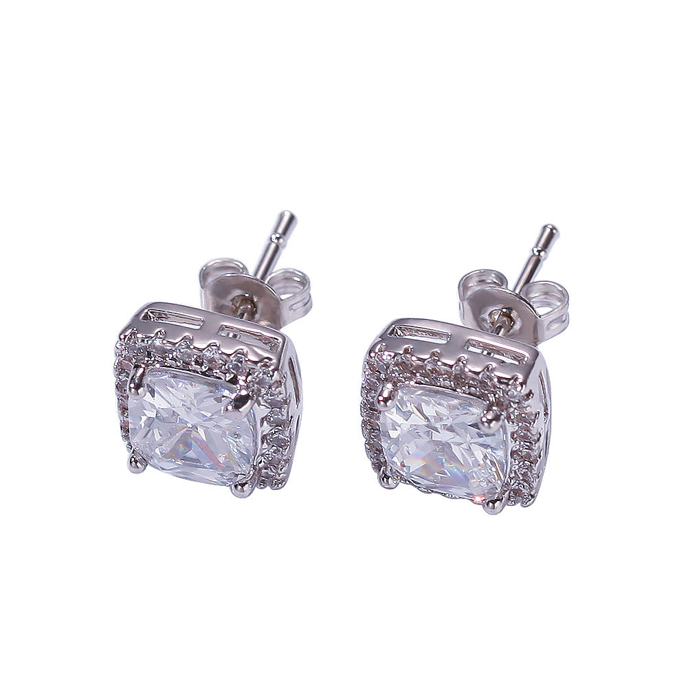 Hip Hop Four-Prong Black Zircon Earrings - MERGE.DAY.1.FREESTYLE