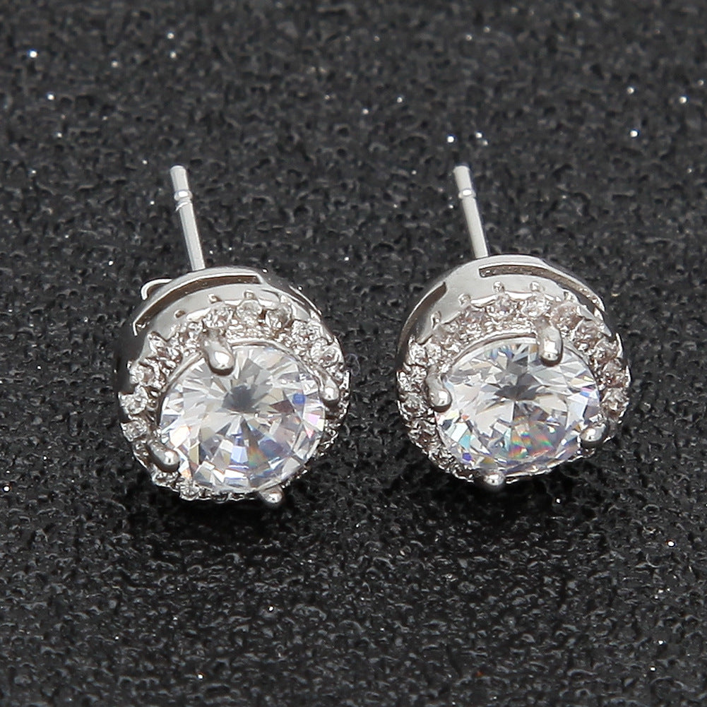 Hip Hop Four-Prong Black Zircon Earrings - MERGE.DAY.1.FREESTYLE