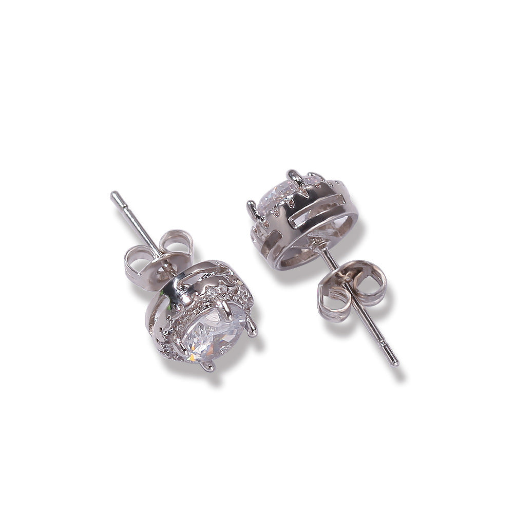 Hip Hop Four-Prong Black Zircon Earrings - MERGE.DAY.1.FREESTYLE