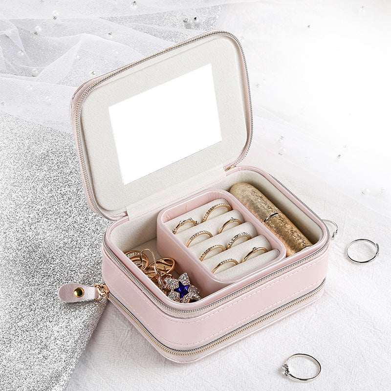 Double zipper mirror convenient jewelry box - MERGE.DAY.1.FREESTYLE