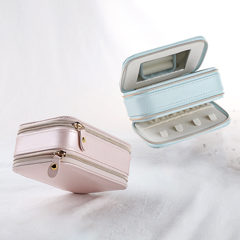 Double zipper mirror convenient jewelry box - MERGE.DAY.1.FREESTYLE