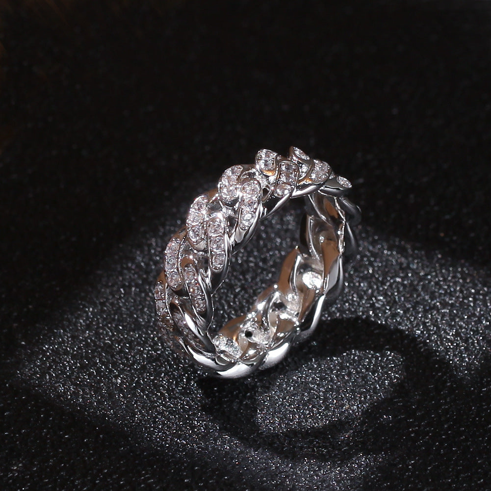 8mm Hip-hop Cubic Zirconia Cuban Link Ring - MERGE.DAY.1.FREESTYLE