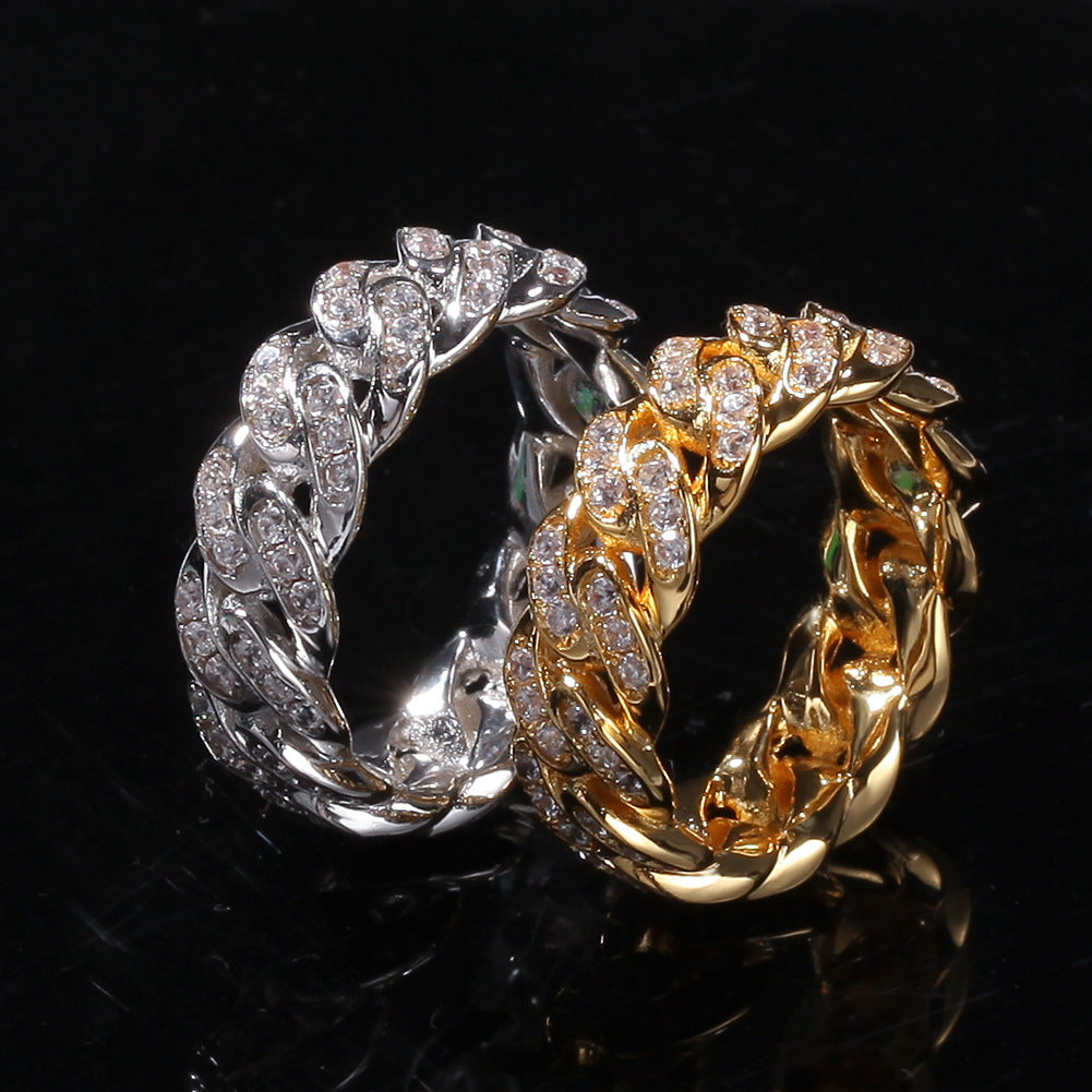 8mm Hip-hop Cubic Zirconia Cuban Link Ring - MERGE.DAY.1.FREESTYLE
