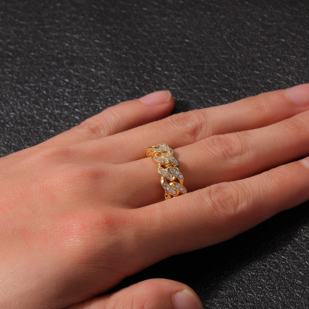 8mm Hip-hop Cubic Zirconia Cuban Link Ring - MERGE.DAY.1.FREESTYLE