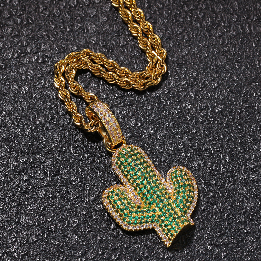 Hip-hop solid cactus zircon-encrusted pendant - MERGE.DAY.1.FREESTYLE