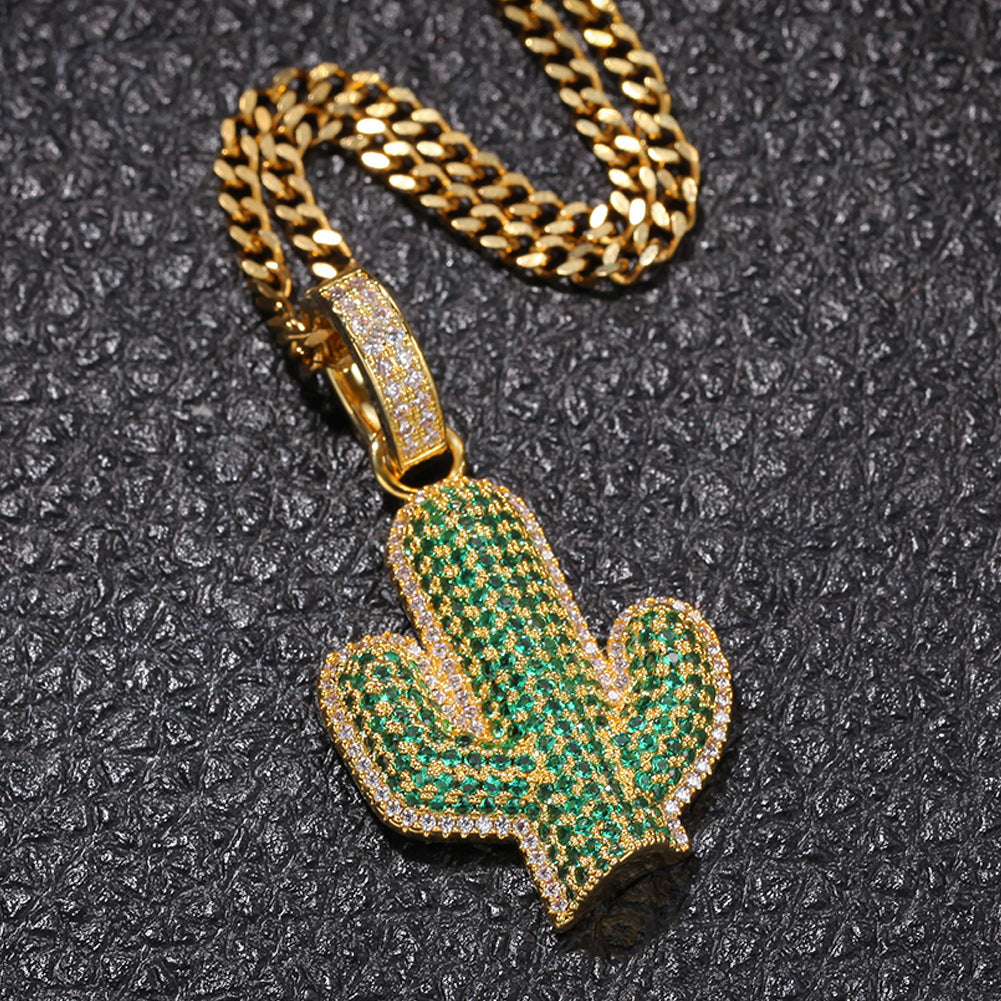 Hip-hop solid cactus zircon-encrusted pendant - MERGE.DAY.1.FREESTYLE