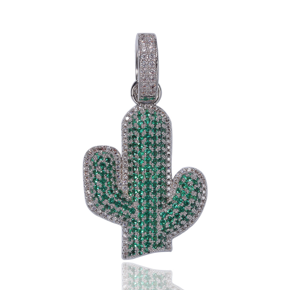 Hip-hop solid cactus zircon-encrusted pendant - MERGE.DAY.1.FREESTYLE