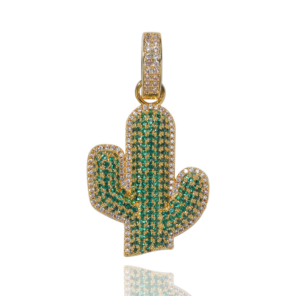 Hip-hop solid cactus zircon-encrusted pendant - MERGE.DAY.1.FREESTYLE