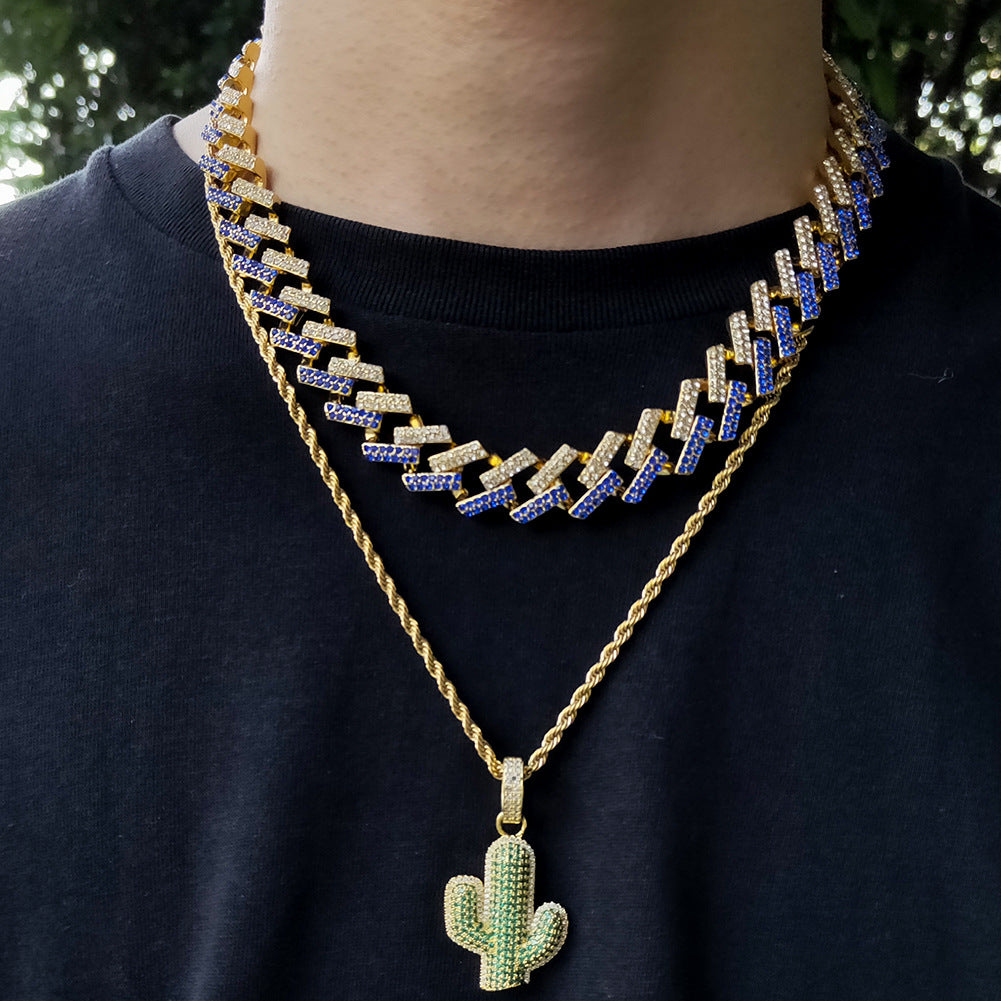 Hip-hop solid cactus zircon-encrusted pendant - MERGE.DAY.1.FREESTYLE