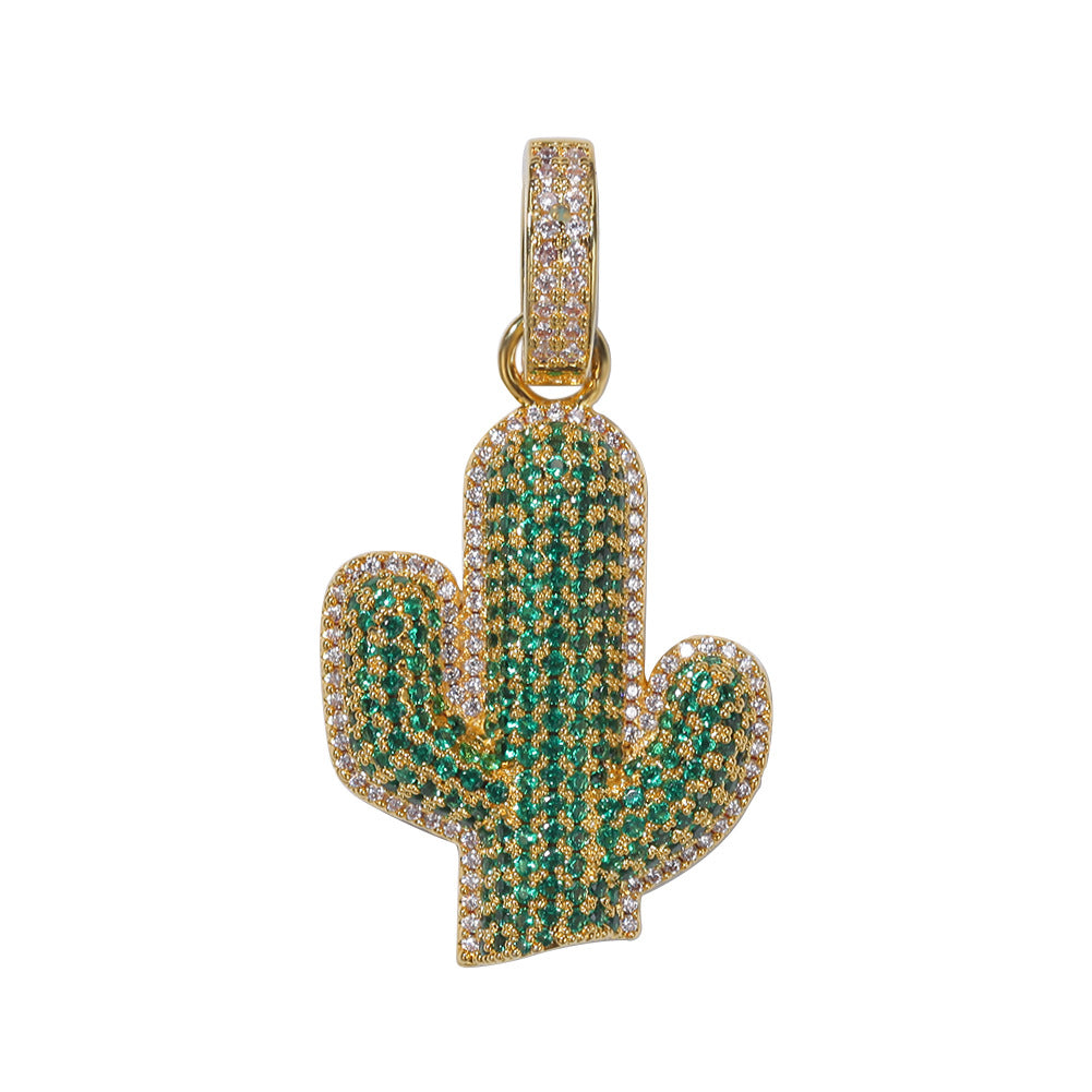 Hip-hop solid cactus zircon-encrusted pendant - MERGE.DAY.1.FREESTYLE