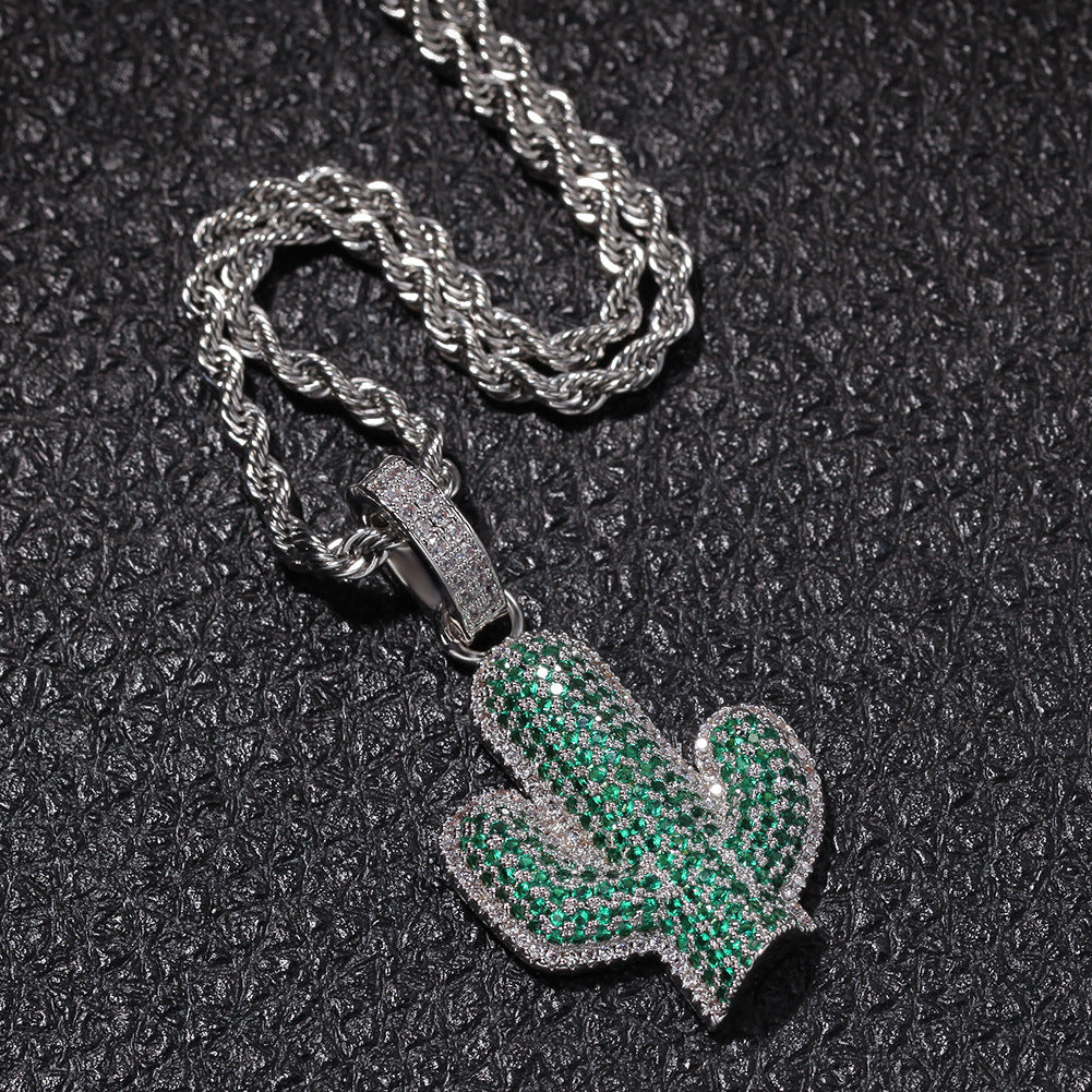 Hip-hop solid cactus zircon-encrusted pendant - MERGE.DAY.1.FREESTYLE