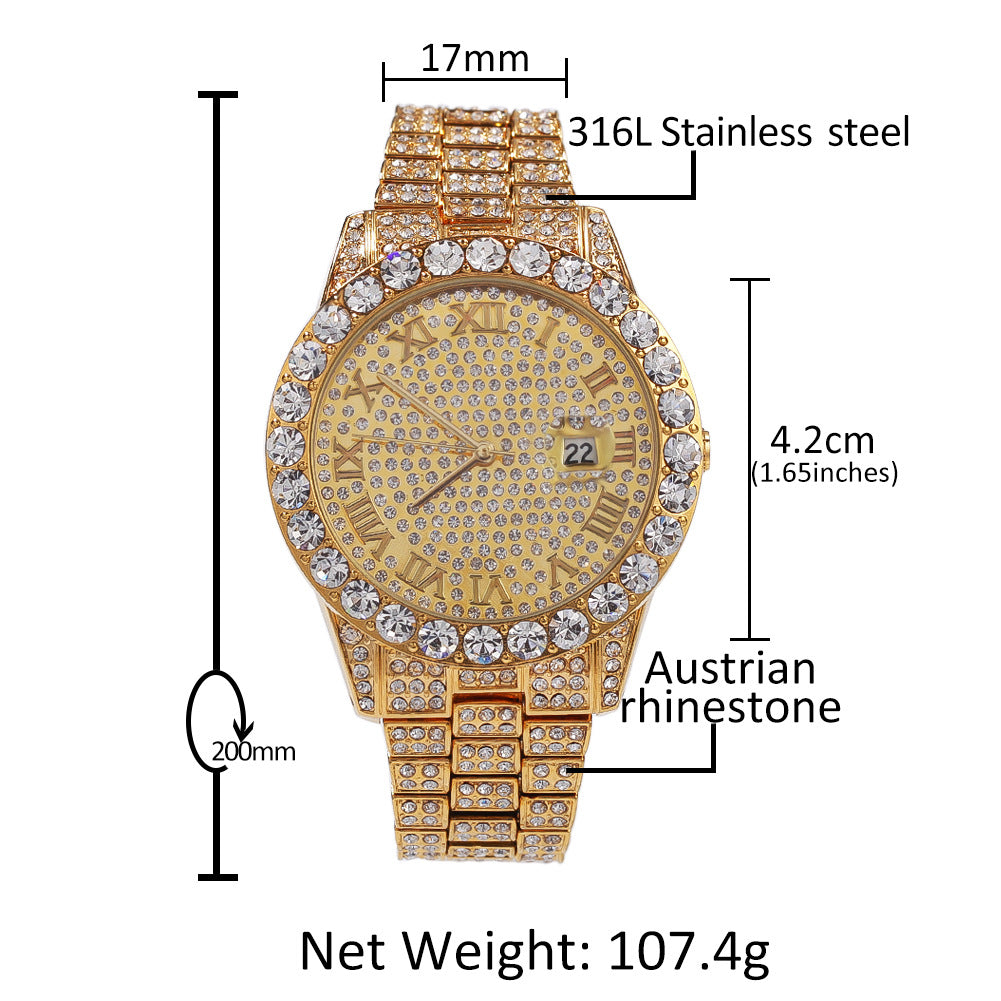 Hip-hop full-diamond waterproof quartz watches - MERGE.DAY.1.FREESTYLE