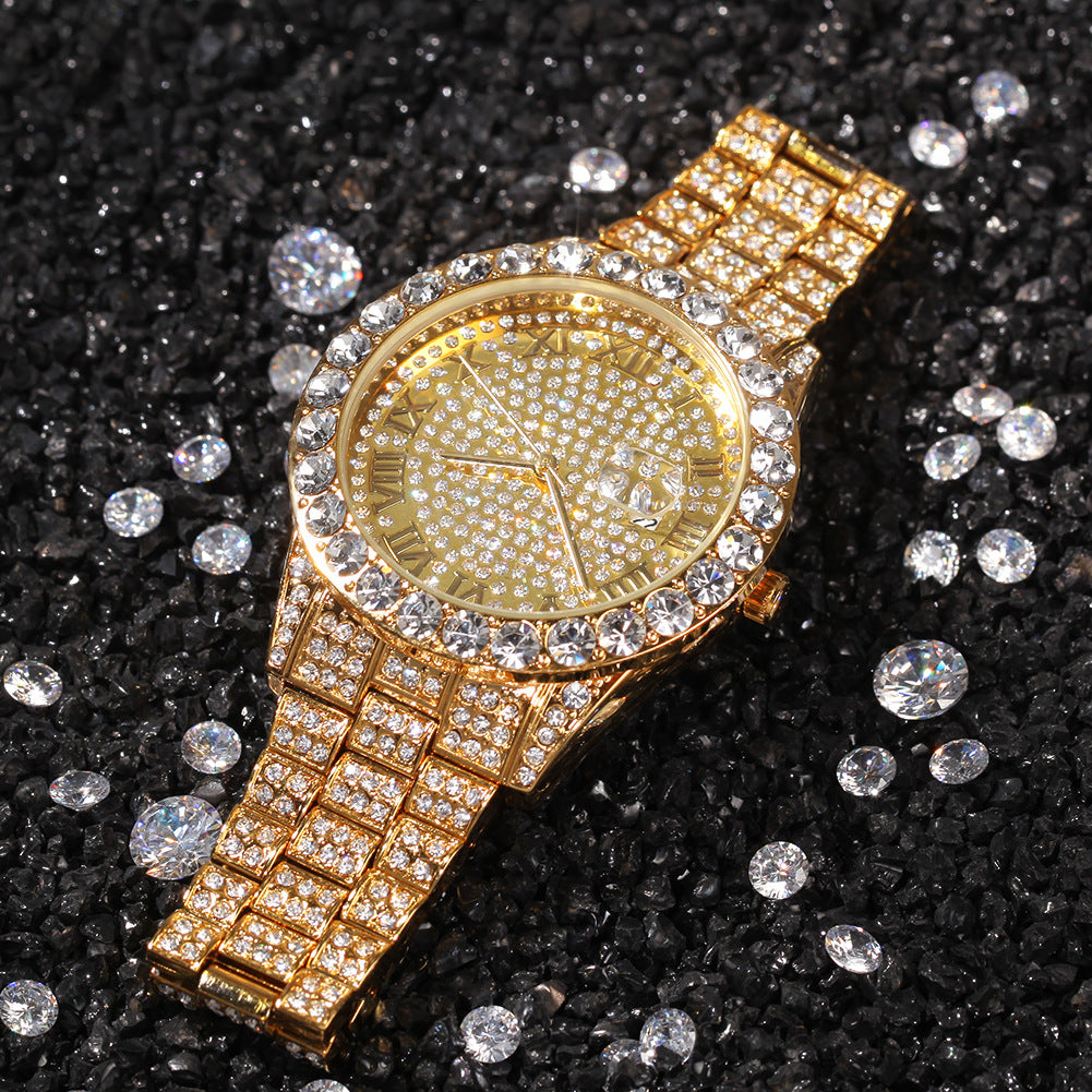 Hip-hop full-diamond waterproof quartz watches - MERGE.DAY.1.FREESTYLE