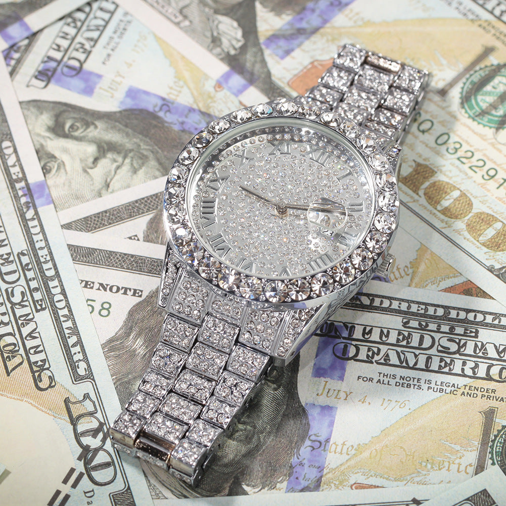 Hip-hop full-diamond waterproof quartz watches - MERGE.DAY.1.FREESTYLE